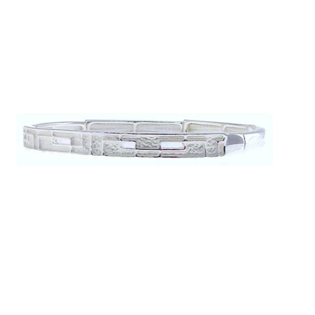 Slim matt and shiny silver bracelet with an elasticated fit, perfect for layering or minimalist style.