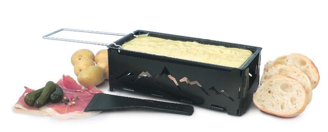 Portable Foldable Candlelight Raclette by Swissmar Nordic, perfect for melting cheese with tealight candles for social gatherings.