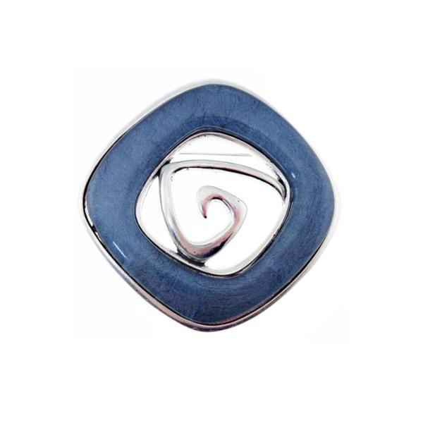 Elegantly designed silver ant brooch featuring blue resin inlay, 6cm diameter, perfect for any outfit or occasion.