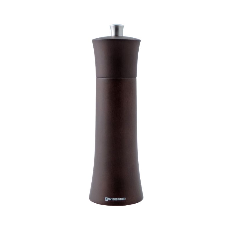 Elegant Swissmar Torre Choc Wood Pepper Mill (20cm), designed for spices with adjustable grind settings and durable ceramic grinder.