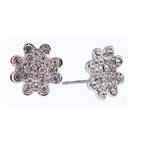 Elegant pierced earrings featuring a rectangular clear CZ stud with contemporary round and rectangular drops.