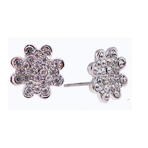 Elegant pierced earrings featuring a rectangular clear CZ stud with contemporary round and rectangular drops.