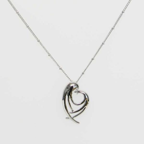 Rhodium-plated necklace featuring a heart embraced by angel wings, symbolizing love and protection; 45 cm chain length.