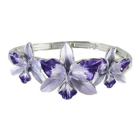 Jax Lillies Bracelet in vibrant purple, elasticated design for comfort; a stylish, versatile accessory for any occasion.