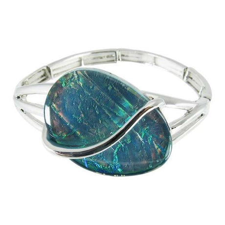 Elasticated Jax Opal-Blue Splash Bracelet featuring mesmerizing blue opal beads for a stylish and elegant look.
