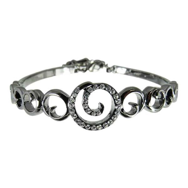 Elegant Jax Gun Black Spirals Bracelet with diamantes, featuring a unique spiral design and adjustable clasp for a perfect fit.