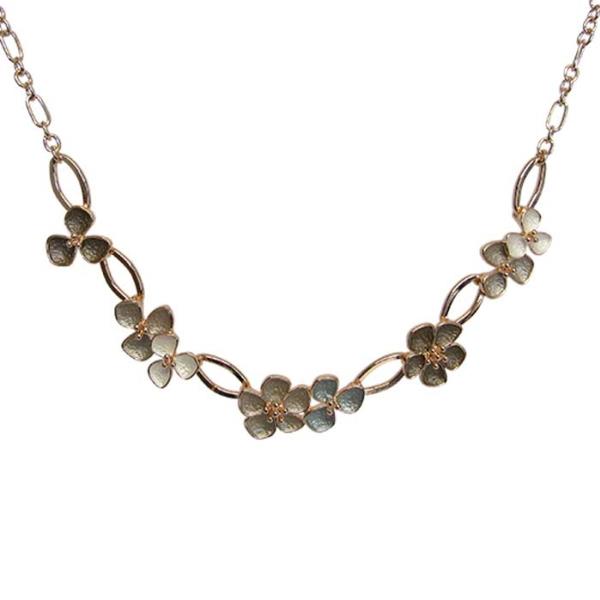 Rose gold necklace featuring charming daisy designs, adjustable 46 cm chain with 7 cm extension, perfect for any occasion.