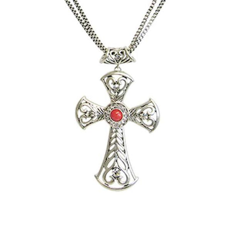 Jax Celtic Cross Necklace with diamantes, featuring intertwined chains and a 9x5.5 cm pendant, ideal for any occasion.