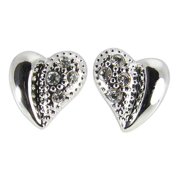 Earring with a heart design featuring Swarovski crystals, ideal for elegant and charming occasions, measuring 1.1 x 0.9 cm.