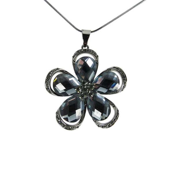 Large Jax Crystal Flower Necklace with a 5 cm floral pendant, perfect for adding elegance to any outfit.