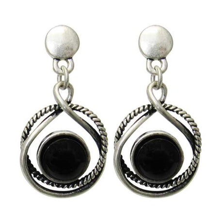 Nautical-themed Jax Marine Knots Earrings featuring double circles and a black resin center, perfect for ocean lovers.
