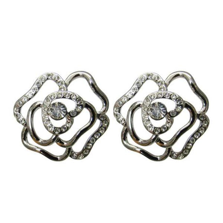 Diamante-encrusted Jax Diam Crystal Roses earrings featuring shimmering rose designs, perfect for elegant occasions.
