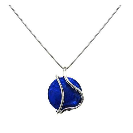 Elegant 80 cm chain necklace featuring a 4 cm ocean-inspired pendant in deep blue shades, perfect for any occasion.