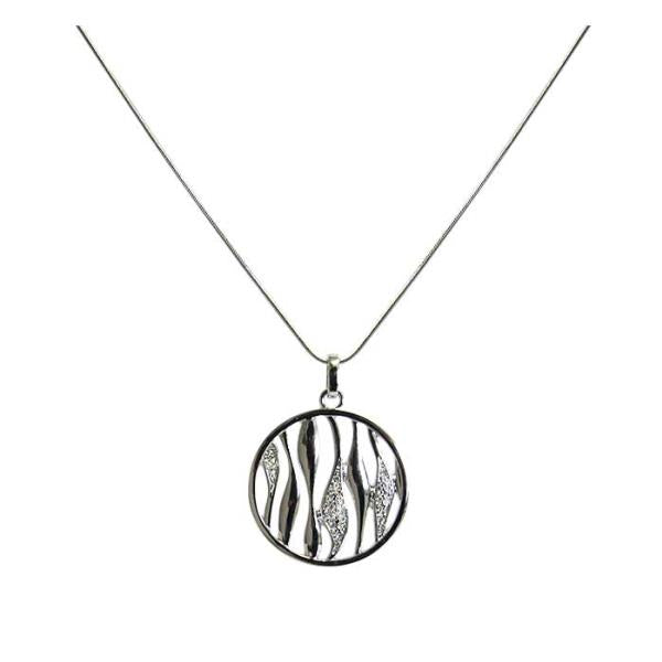 Elegant Jax Waves Necklace featuring a sparkling diamante pendant, 46 cm chain with 7 cm extension for a perfect fit.