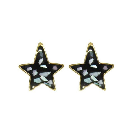 Colorful star-shaped earrings featuring vibrant faux paua shell, perfect for elevating any outfit with style and elegance.