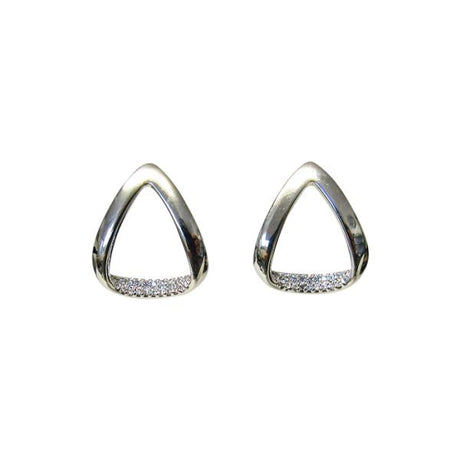 Elegant Jax Diamante Triangle pierced earrings featuring sparkling stones, measuring 2 x 1.5 cm, perfect for any occasion.