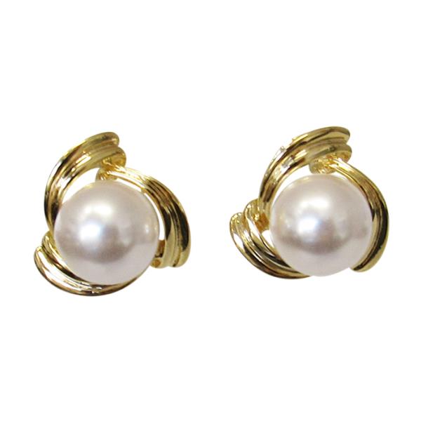 Gold Jax Pearl Nest Pierced Earrings featuring a unique nest design with lustrous pearls, perfect for any occasion.