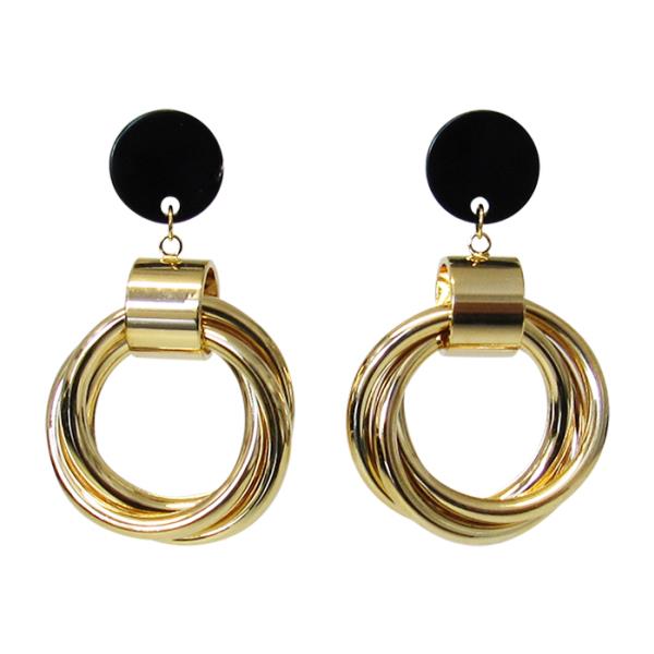 Stylish Jax Gold Rope Circles pierced earrings, 4.8 x 3 cm, featuring a modern design perfect for any occasion.