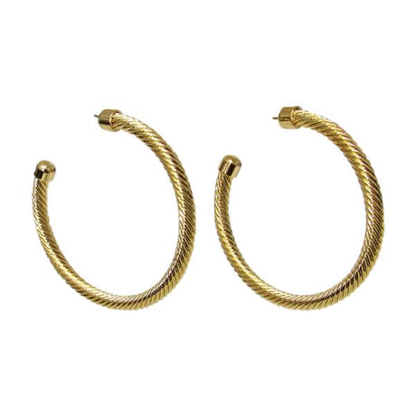 Gold-tone pierced earrings in a modern circle design, 5 x 5.5 cm, perfect for any occasion with all-day comfort.