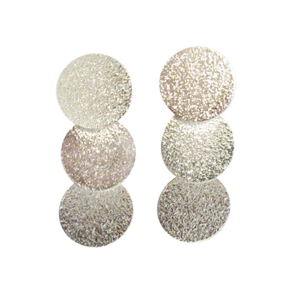 Jax Hammered Rhodium 3 Drop Earrings featuring a unique hammered design, lightweight for comfort, perfect for any occasion.