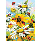 Colorful ladybugs on sunflowers featured in this 500XL piece eco-friendly jigsaw puzzle by Holdson.