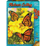 Vibrant Monarch butterfly resting on a yellow rose, 500XL eco-friendly puzzle measuring 688mm x 493mm, perfect for nature lovers.