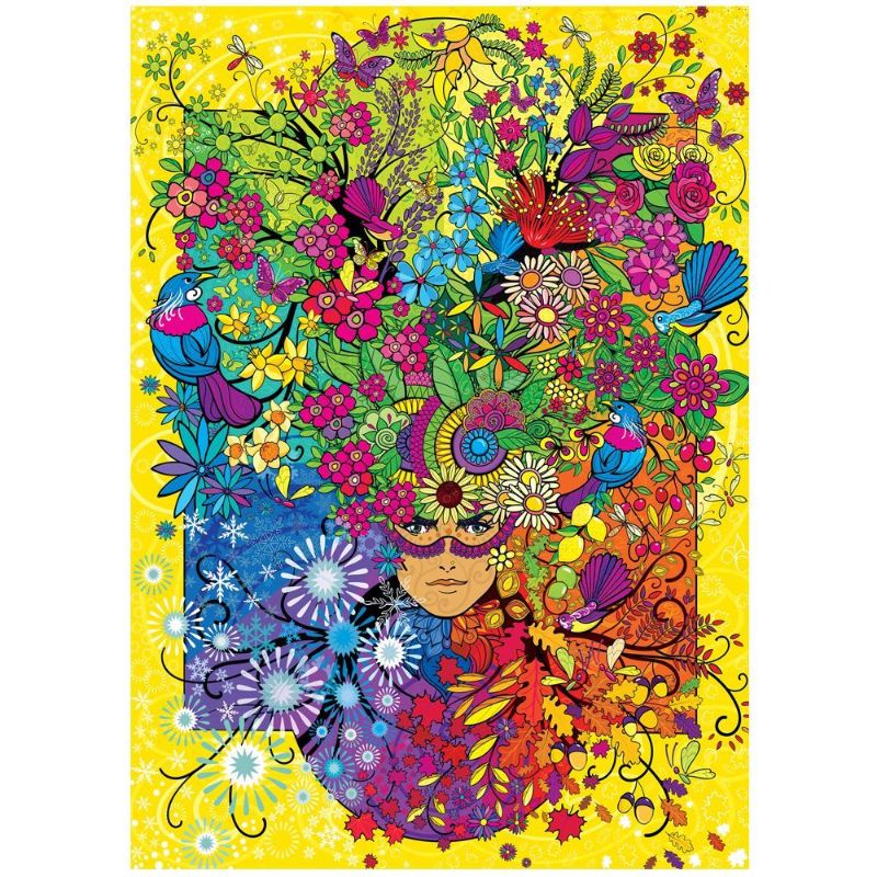 Vibrant 500XL jigsaw puzzle featuring colorful seasonal design by Denise Nel, perfect for family fun and skill-building.