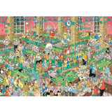 Whimsical 1000-piece puzzle by Jan van Haasteren, featuring vibrant scenes filled with humor and intricate details.