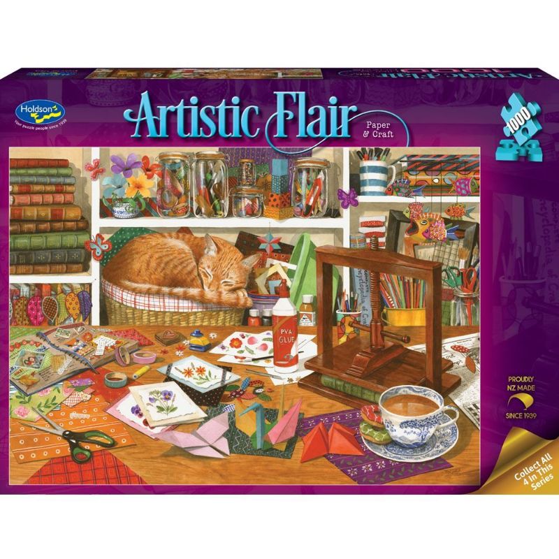 Colorful 1000-piece jigsaw puzzle featuring Tracy Hall's watercolor designs, perfect for art lovers and families.