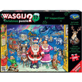 Whimsical 1000-piece puzzle depicting Santa, Mrs. Claus, and elves in a festive North Pole workshop scene.