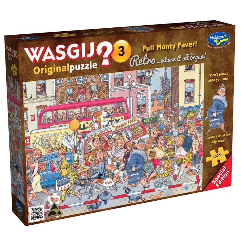 A vibrant 500XL piece jigsaw puzzle featuring a bustling high street scene filled with humor and engaging characters.