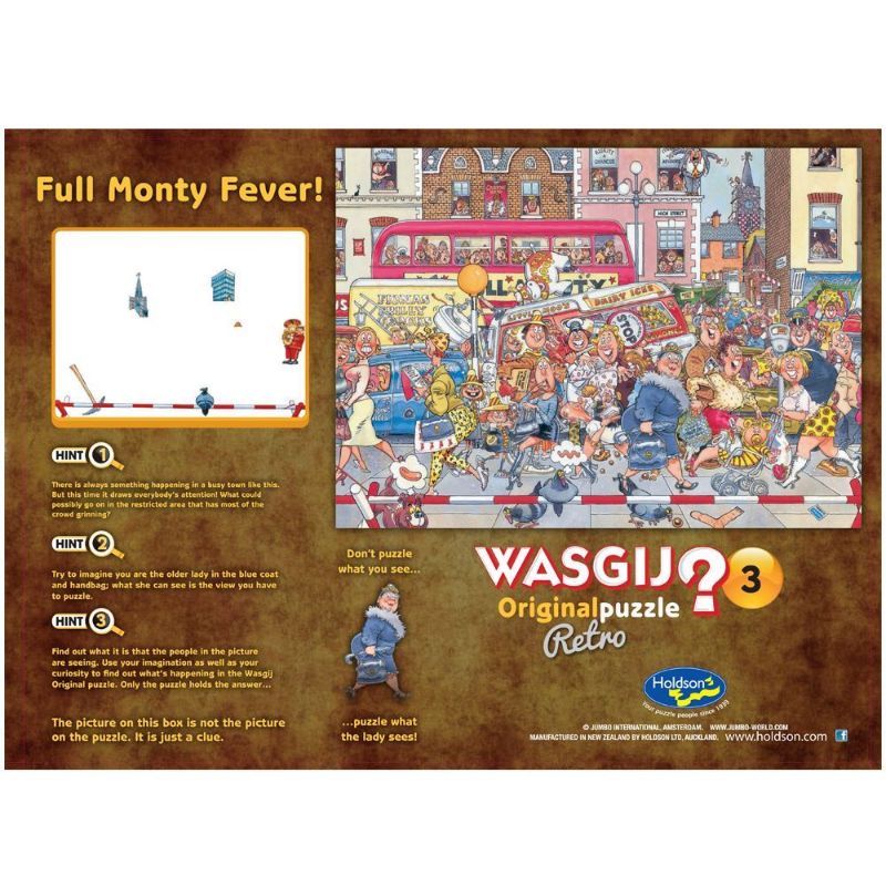 Colorful jigsaw puzzle featuring a bustling high street scene, inviting imagination to discover the source of shoppers' joy.