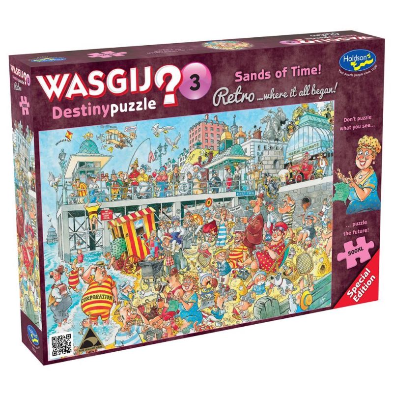 Whimsical 500XL jigsaw puzzle of a beach scene, inviting imaginative storytelling about future beach vacations.