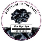 A 0.5Kg box of Tumbled Blue Tiger Eye stones, showcasing deep blue tones, ideal for crystal healing and meditation.