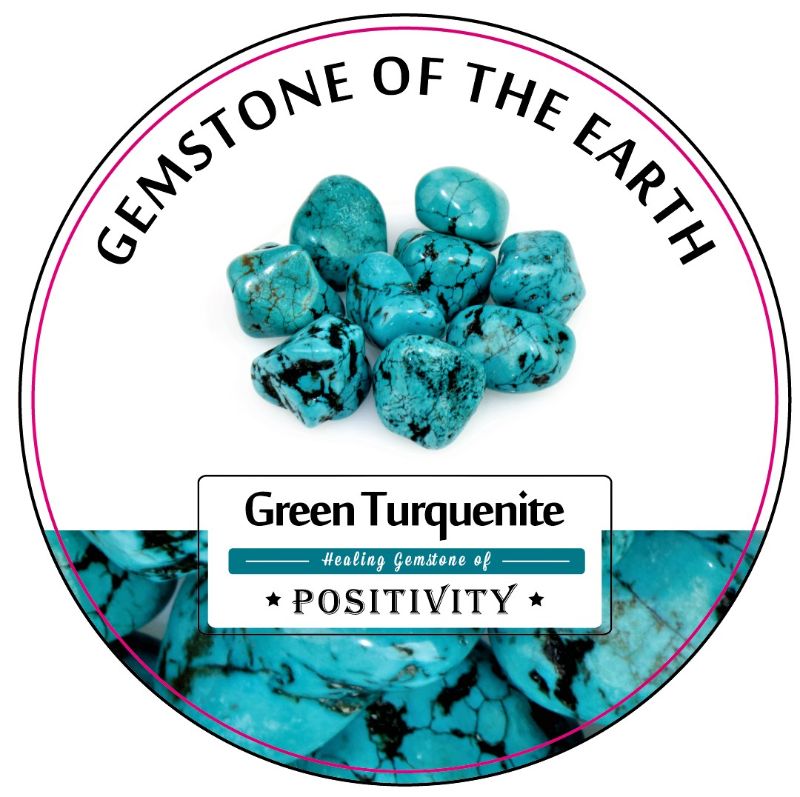 A 0.5Kg box of tumbled Green Turquenite stones, showcasing unique green hues, ideal for decor, crafting, and healing.