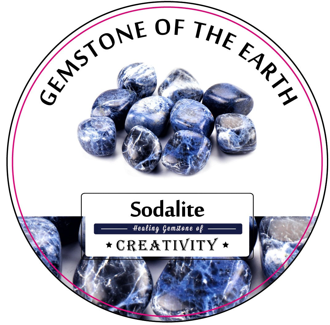 Tumbled Sodalite stones in a 0.5kg box, 2-3cm, known for calming energy and enhancing communication.