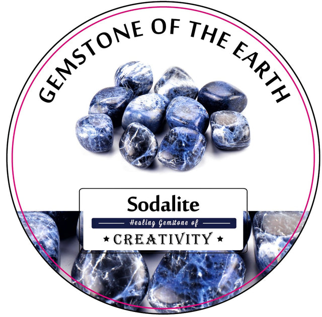 Tumbled Sodalite stones in a 0.5kg box, 2-3cm, known for calming energy and enhancing communication.