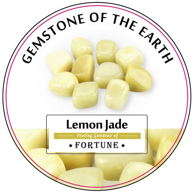 Bright yellow-green tumbled Lemon Jade stones (2-3cm) in a 0.5kg box, ideal for decoration, healing, and crafting.