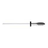 Ceramic sharpening rod (22cm) for maintaining Global knives' sharpness, precision-crafted in Japan.