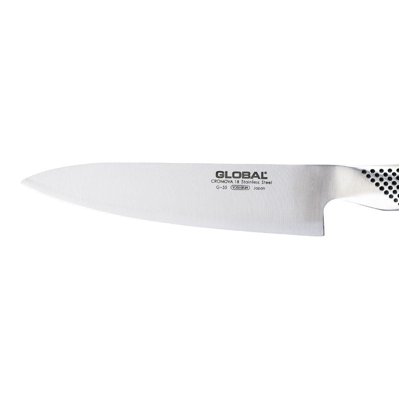 Global Classic G-55 Cook's Knife, 18cm, with ergonomic grip and precision blade for effortless cutting and slicing tasks.