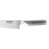 Global Classic G-55 Cook's Knife (18cm) featuring an 18cm CROMOVA 18 stainless steel blade and a comfortable dotted grip handle.