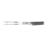 Global Classic Bent Carving Fork with sharp prongs, CROMOVA 18 steel, for effortless carving of meats.