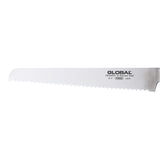 Global Classic 22cm Bread Knife with serrated blade, CROMOVA 18 stainless steel for precise, effortless slicing of bread.