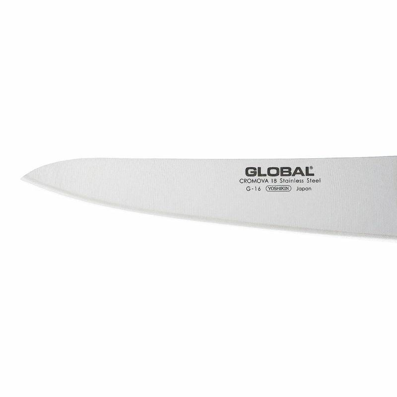 Global Classic 24cm Cook's Knife, featuring a razor-sharp CROMOVA 18 stainless steel blade for precise cutting and comfort.