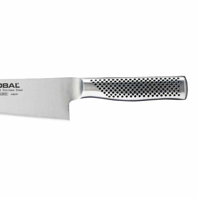 Global Classic 24cm Cook's Knife, featuring a durable CROMOVA 18 stainless steel blade for precision cutting and comfort.