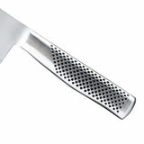 Global Classic 27cm Chef's Knife: Precision forged, CROMOVA 18 steel, 15-degree edge, balanced handle for superior control.