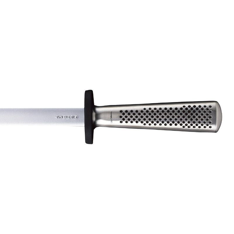 Global Diamond Sharpening Steel (26cm) with diamond-coated surface for honing and realigning knife edges, crafted in Japan.
