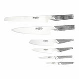 GLOBAL Ikasu 7-piece cutlery set with bamboo block, featuring premium stainless steel knives for precision cooking.
