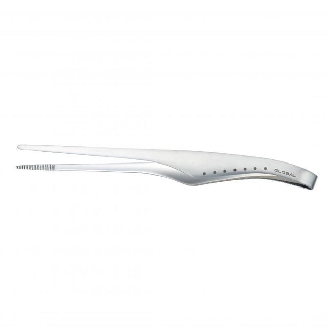 Global GS-107 Serving Tweezer in Cromova18 Steel, 20cm long, ideal for precision plating and stylish food presentation.