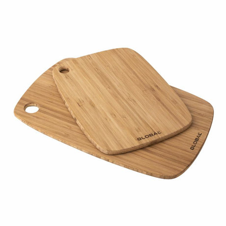Eco-friendly tri-ply bamboo cutting board set, perfect for versatile food preparation and stylish kitchen presentation.